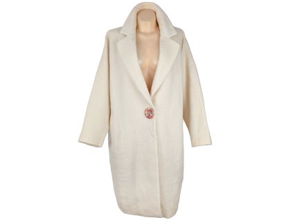 Vlněný (48%) dámský smetanový oversize kabát H&M XL