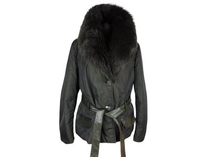 Dámská khaki bunda s pravou kožešinou ELEGANCE PARIS XL*