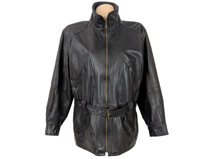 KOŽENÝ dámský hnědý kabát na zip M/L