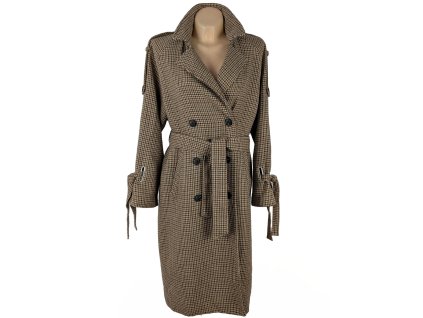 Dámský hnědý oversize trenčkot s páskem, kohoutí stopa Reserved 10/38
