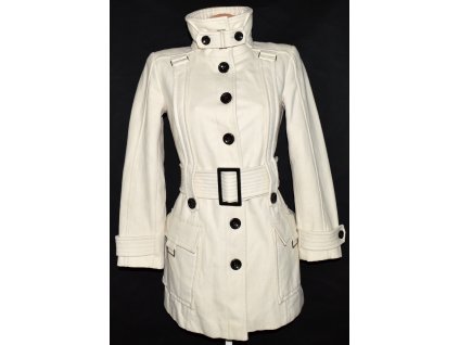 Vlněný dámský smetanový kabát s páskem ZARA S