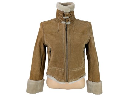 KOŽENÁ dámská hnědá zimní bunda na zip Wilsons Leather S