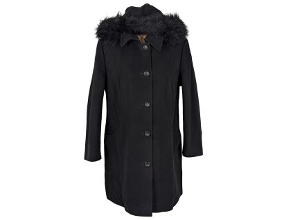 Vlněný (70%) dámský černý kabát Odema (vlna, kašmír) 48/XXL