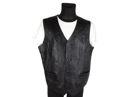 Kožená pánská černá vesta LEATHER SHOW  L*