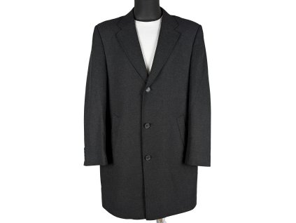 Vlněný (50%) pánský šedý kabát Marks&Spencer XL