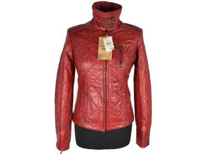 KOŽENÁ dámská červená měkká bunda na zip Bershka XS - s cedulkou