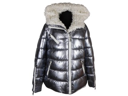 Dámská prošívaná šedá bunda s kapucí  XL*