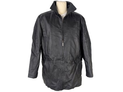 KOŽENÁ pánská černá zateplená bunda na zip Different 52