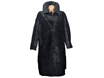 Pravý dámský černý dlouhý kožich KARA XXL