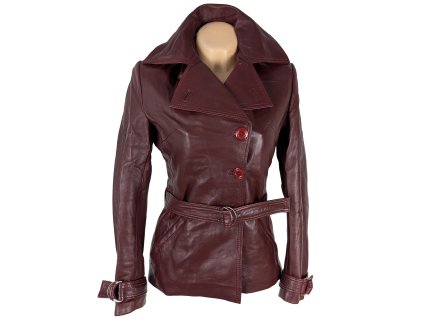 KOŽENÝ dámský vínový kabátek s páskem La Force S