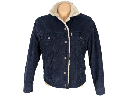 Dámská zimní modrá manšestrová bunda LEVIS S/M
