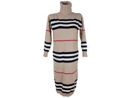 Dámské dlouhé pruhované svetrové šaty M