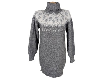 Dámský dlouhý šedý svetr se zimním vzorem F&F 10/38