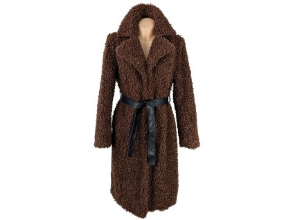 Dámský dlouhý hnědý kožíšek s páskem Orsay 42