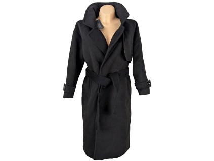 Dámský černý kabát s páskem XS - S