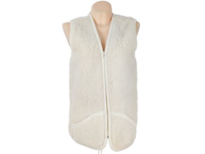 Vlněná (100%) dámská bílá vesta VLNKA S