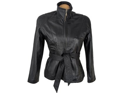 KOŽENÝ dámský černý kabátek s páskem Wilsons Leather S