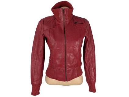 KOŽENÁ dámská červená bunda na zip VERO MODA S