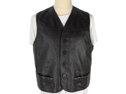 KOŽENÁ pánská hnědá zateplená vesta M/L