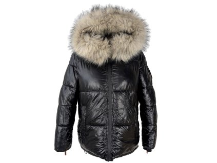 Dámská zimní prošívaná černá bunda s kožíškem Tikunaa Premium NAVAHOO L