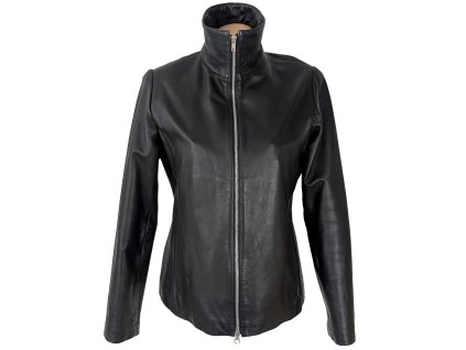 KOŽENÁ dámská černá bunda na zip 40