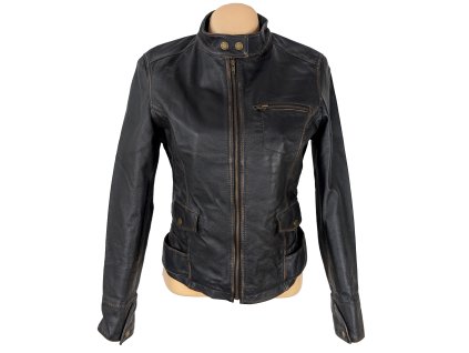 KOŽENÁ dámská černá bunda na zip EXE M
