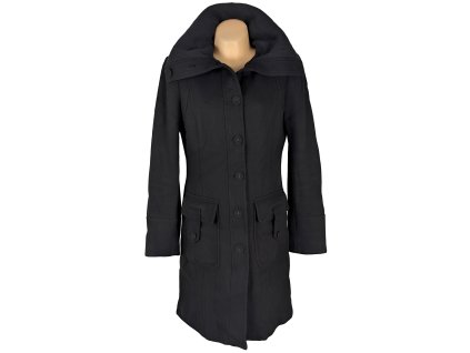 Vlněný (50%) dámský černý kabát MEXX 42