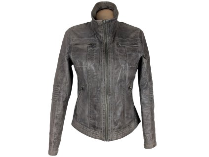 KOŽENÁ dámská šedá bunda na zip Chevirex 38