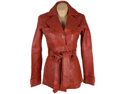KOŽENÝ dámský červený kabát s páskem VERO MODA S/M