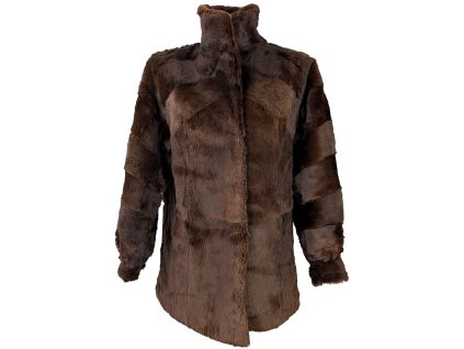 Pravý dámský hnědý kožich L