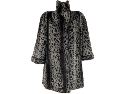 Dámský šedočerný kožíšek se zvířecím vzorem S/M