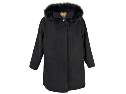 Vlněný (80%) dámský zimní kabát s kapucí AVA styl 50