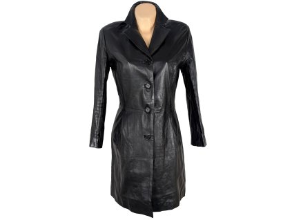 KOŽENÝ dámský černý kabát M