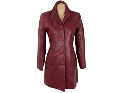 KOŽENÝ dámský vínový kabát Different 34