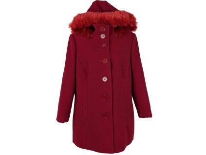 Dámský červený zimní kabát s kapucí Mastex XXL