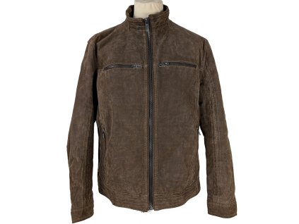 KOŽENÁ pánská hnědá zateplená bunda na zip Canda 54