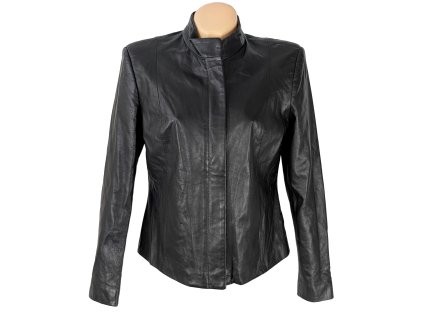 KOŽENÁ dámská černá bunda na zip L