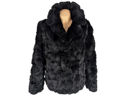 Pravý dámský černý kožich L