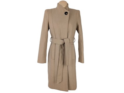 Dámský hnědý kabát s páskem Marks&Spencer 12/40