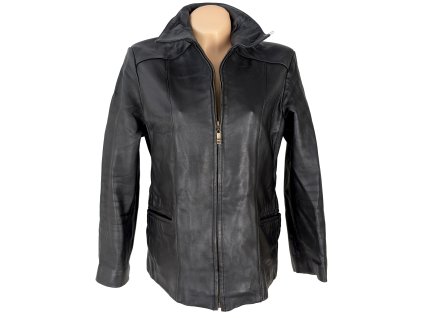 KOŽENÁ dámská černá bunda na zip L