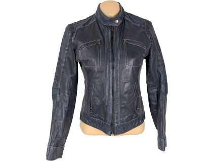 KOŽENÁ dámská modrá bunda na zip HIS M