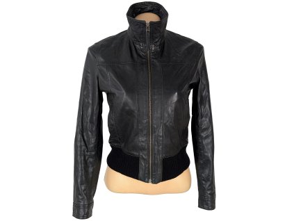 KOŽENÁ dámská černá bunda na zip Chevirex 36
