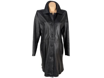 KOŽENÝ dámský černý kabát XL