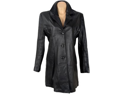 KOŽENÝ dámský černý kabát XL