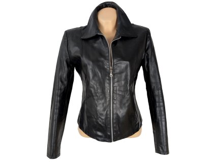 KOŽENÁ dámská černá bunda na zip M
