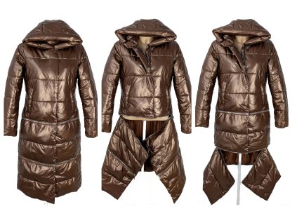 Dámský prošívaný měděný kabát s kapucí Ann Gissy M