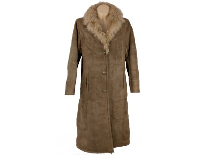 KOŽENÝ dámský hnědý zimní kabát s kožíškem KARA L