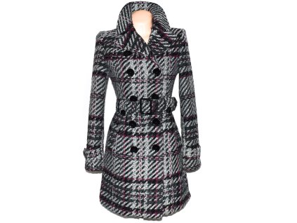 Vlněný dámský šedý zimní kabát s páskem ORSAY 40