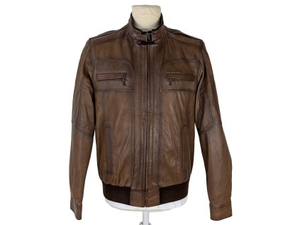 KOŽENÁ pánská hnědá bunda na zip Fer Leather L
