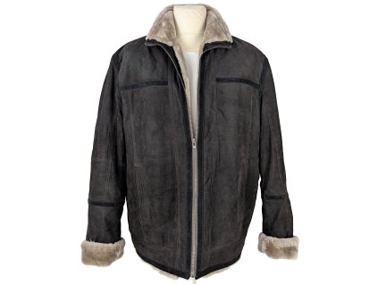 KOŽENÁ pánská hnědá zimní bunda na zip EVOCO XXL